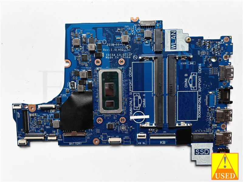 Laptop  Motherboard used CN-0TWYDT LA-G712P FOR DELL 3580 3588 SRFFZ  i3-8145U Fully Tested  Works Perfectly