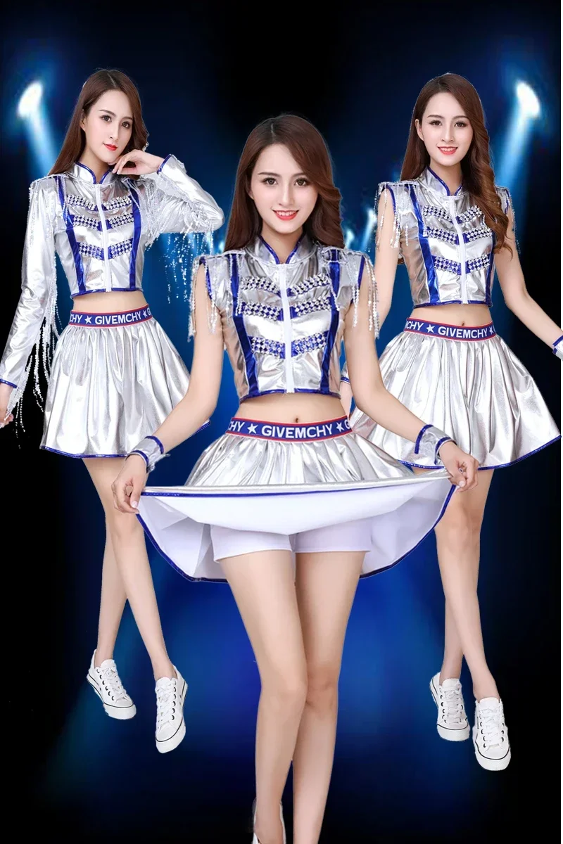 New Jazz Dance Costume Female Adult Cheerleading Cheerleader DS Performance Costume Modern Dance Sequins Square Dance Costume