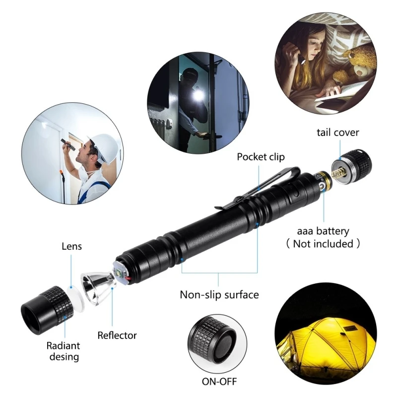 D5 4 PCS Super Small Mini LED Flashlight Torch Handheld edc Pen Light Linterna Pocket Torch for Camping Fishing Lantern Lights