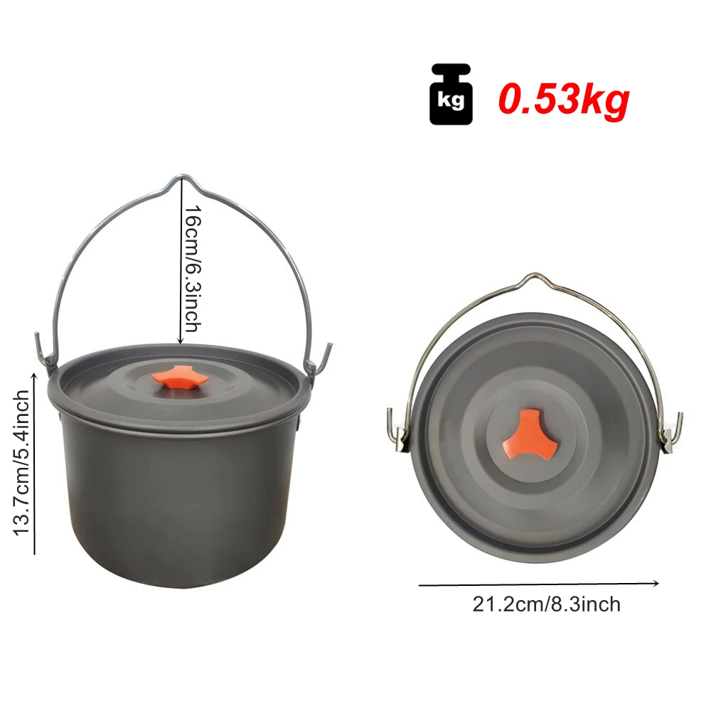 Outdoors 4-6 People Camping Non-stick Pan Camping Hanging Pot Cauldron Team Bonfire Have A Picnic Pot Portable Picnic