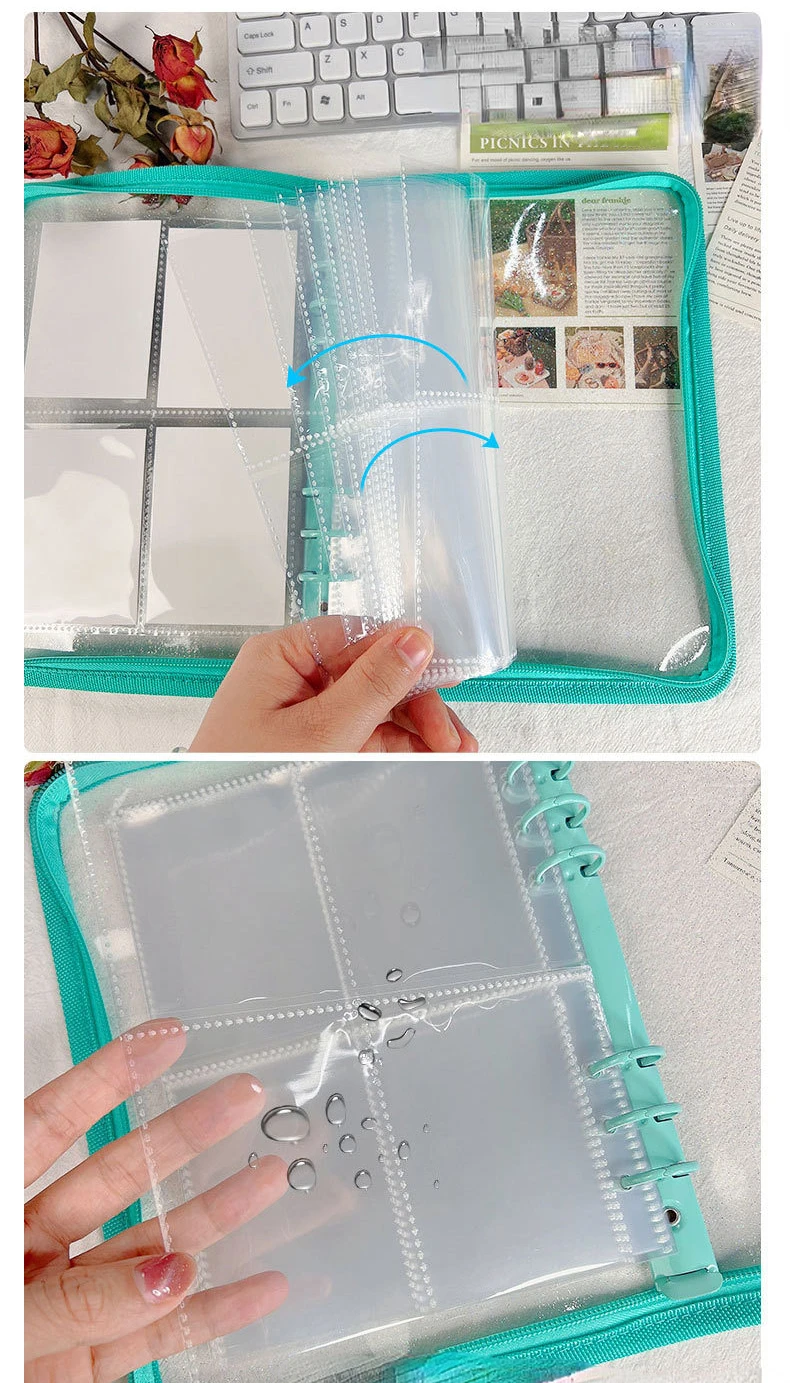 10pcs Dossier Transparent, Pochette Plastique A5 à 7 Trous à Feuilles