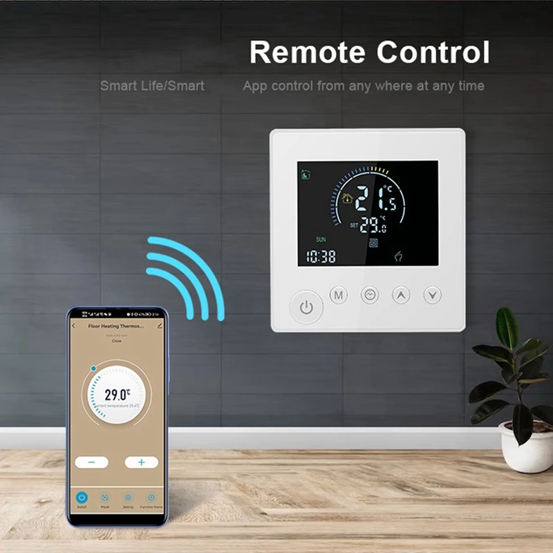 FULL-TUYA 온도조절기 온도 컨트롤러, 물 전기 바닥 난방 TRV 디지털 LCD 디스플레이, 벽 장착