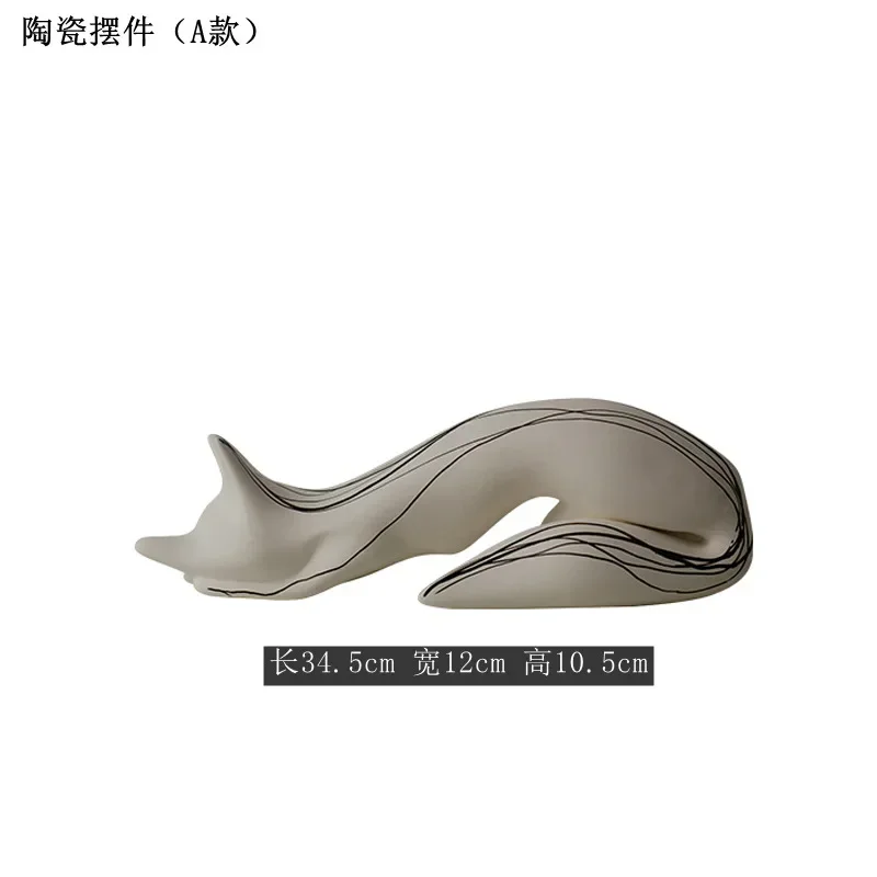 Modern Creative Art White Fox Ceramic Ornament Crafts Dining Table Children's Decoration