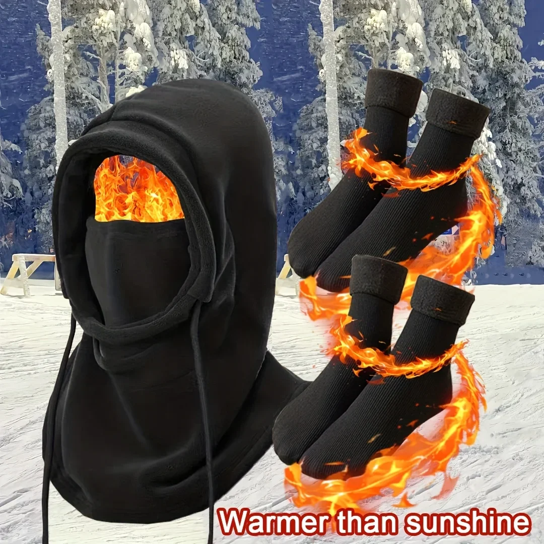 Winter Hat, Headband, Scarf, Gloves, Warm and Plush Unisex Warm and Cold Resistant Thick Suit