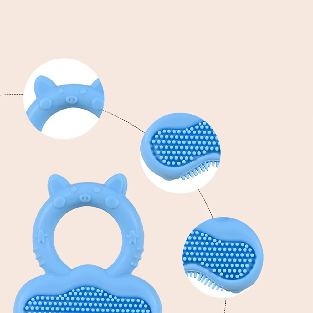 1 anillo mordedor para bebé, juguete para masticar durante la dentición de silicona, palo Molar con forma de Animal bonito, mordedor calmante congelado