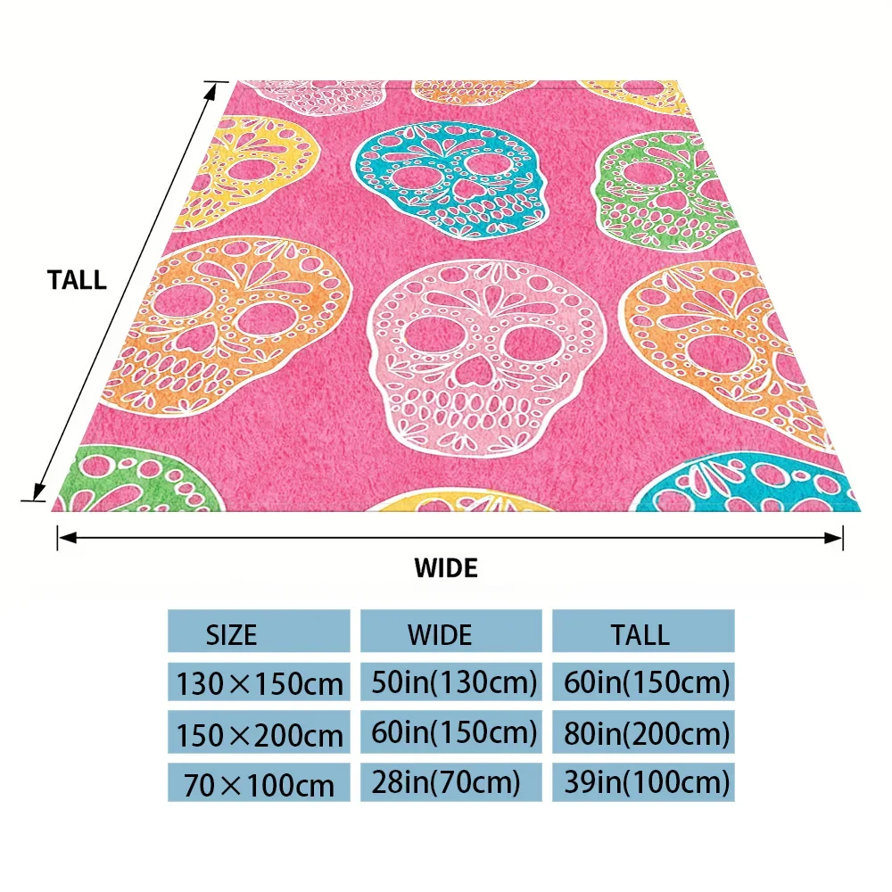 Vibrant Day of the Dead Sugar Skull Throw Blanket Cozy Boho Chic Mexican Festival Decor