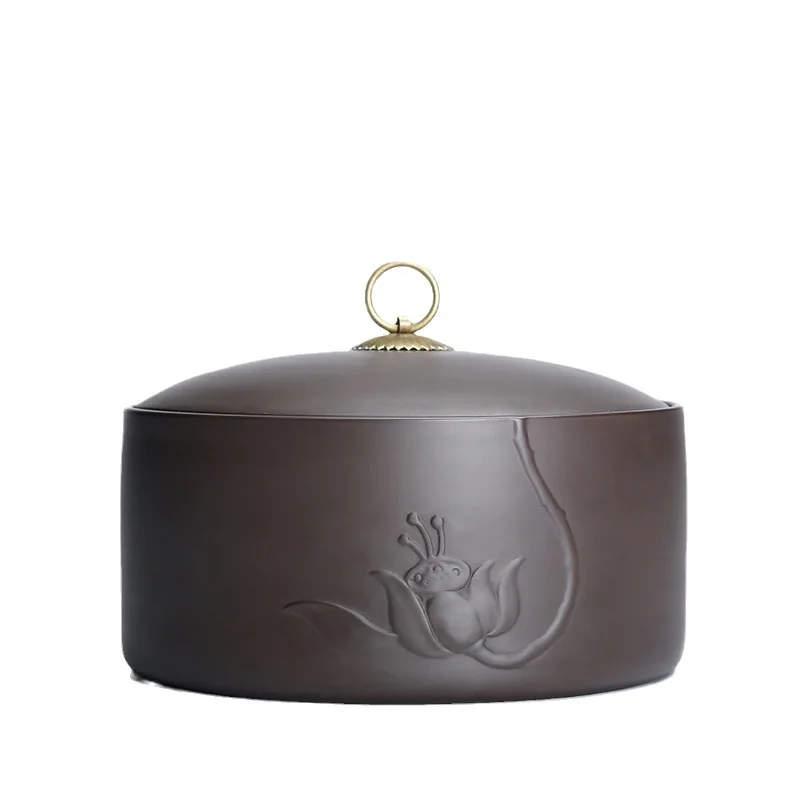 Large Zisha Tea Storage Jar, Tea Caddy Container for 3 Pieces Compressed Tea Cake