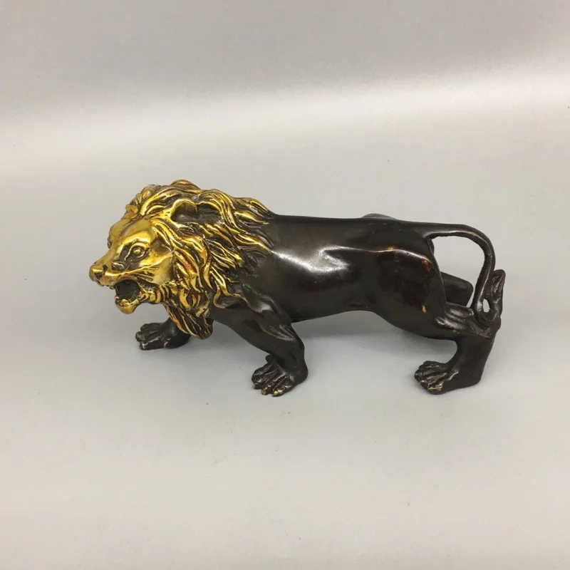 Antique Pure Copper Elegant Chinese Style Pulp Copper Lion Decoration Lion Grassland Home Living Room Office Decoration