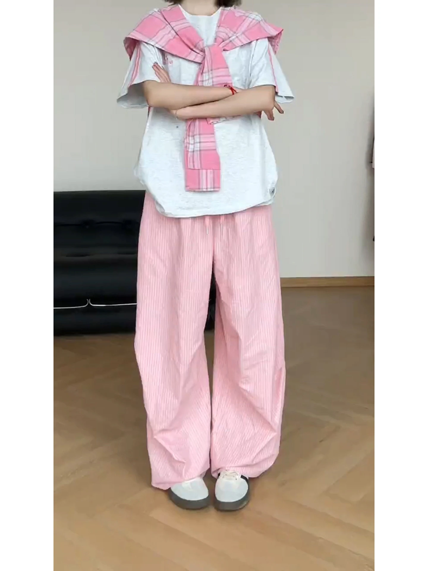 

Женские летние тонкие брюки с высокой талией и широкими штанинами, быстросохнущие, с охлаждающим эффектом, дизайн Sembach, плиссированные прямые брюки