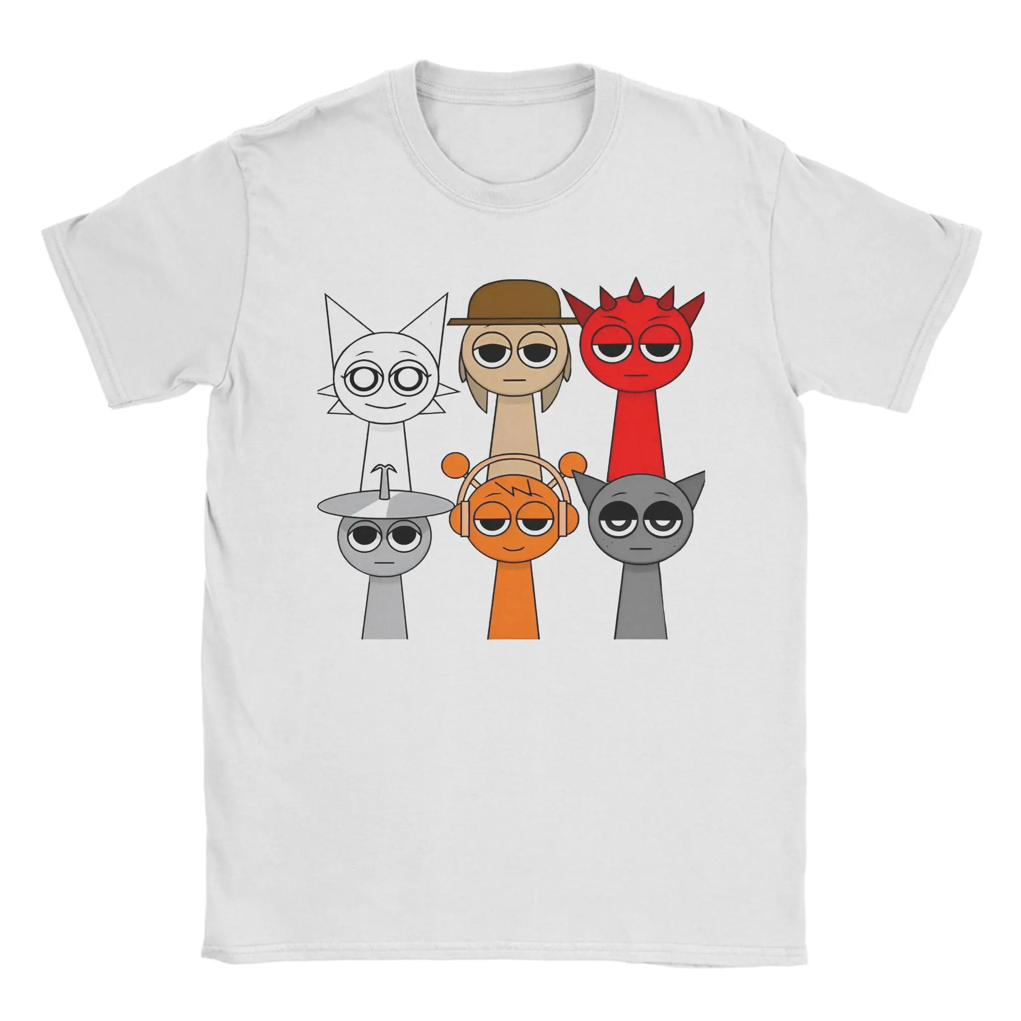 الرجال النساء Sprunki شخصيات ألعاب تي شيرت ملابس قطنية نقية مضحك قصيرة الأكمام س الرقبة تي شيرت حجم كبير تي شيرت #1