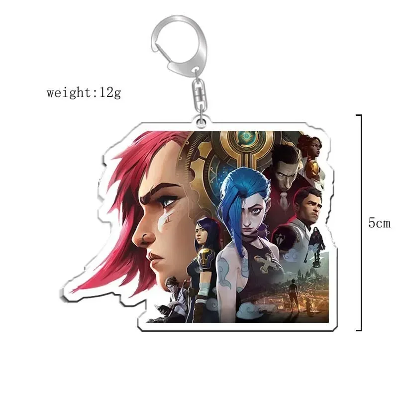 Game League of Legends Anime Figure Vi Jinx Caitlyn·Kiramman Key Ring Acrylic Key Chain Creative Model Plate Decor Collection