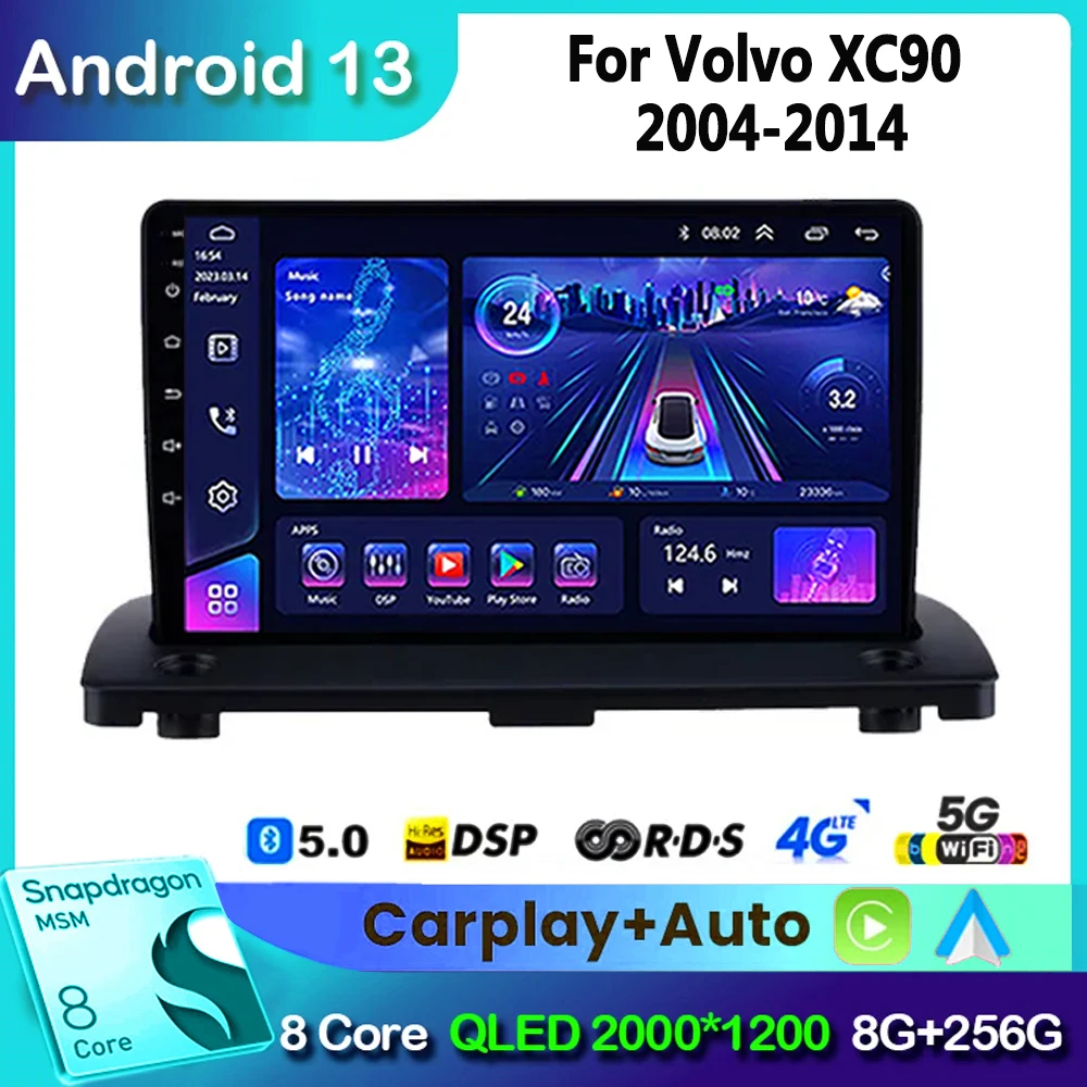 

2din Car Radio Android 13 for Volvo XC90 2004 2005 2006 2007 2008 - 2014 CarPlay Car Radio Multimedia GPS 2 Din Autoradio