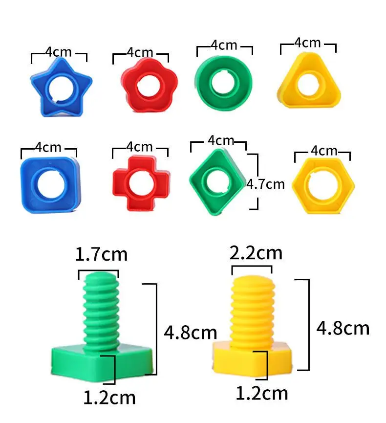 5Set Screw Building Blocks Plastic Insert Blocks Nut Shape Toys for Children Educational Toys Montessori Scale Models Gift