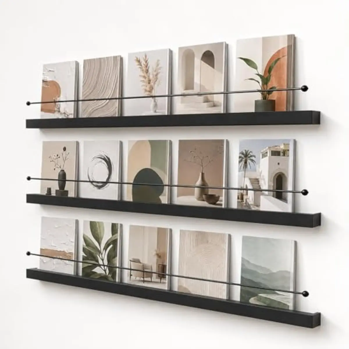 3 Pack Wall Mounted Metal Magazine Rack with Retaining Bar, 39.4 Inch Display Shelf Holds 30 lbs for Vinyl Records Home Office