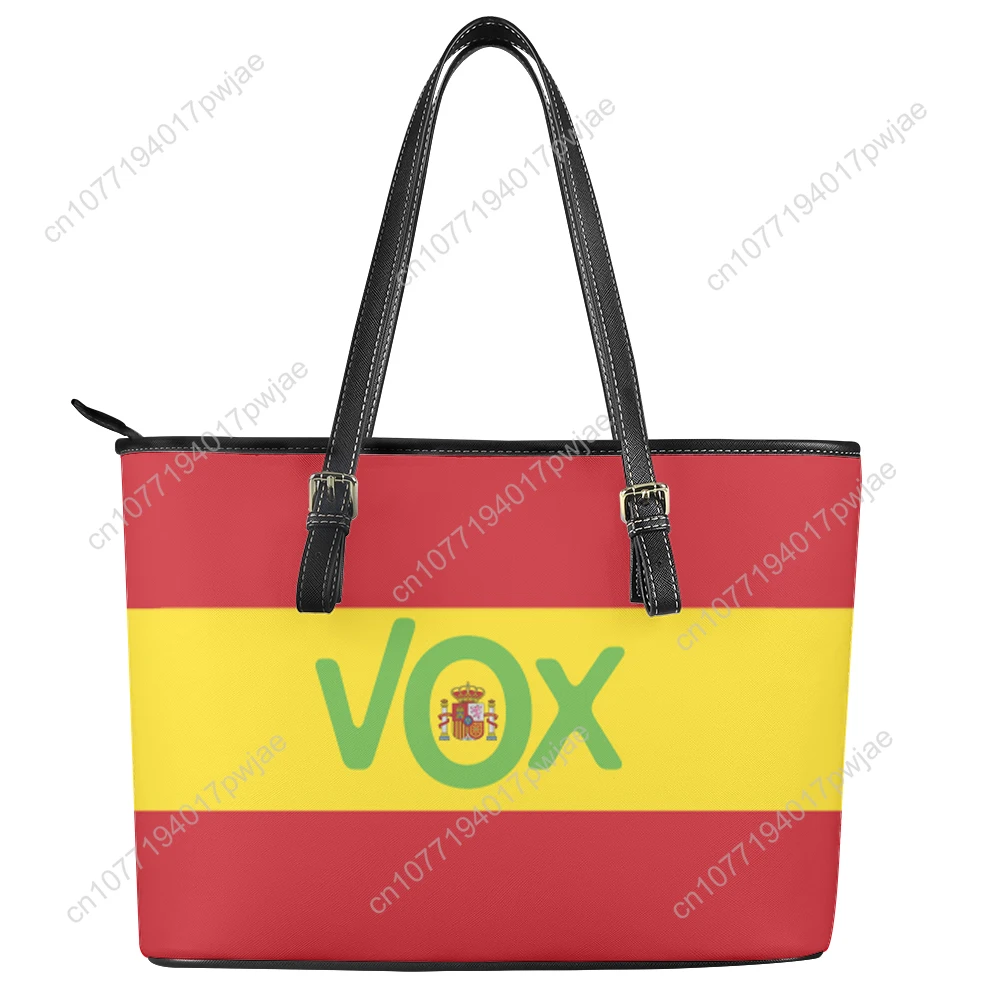 Spanish National Emblem Vox Custom Handbag Womens Mens Personalized Tote Bag Shoulder Bag Business Leather Purse Travel Bag Gift