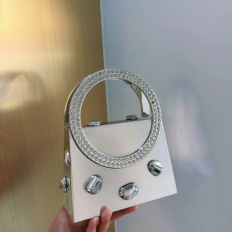 

Luxury Party Wedding Purse Clutch Shoulder Crossbody Bag Candy Color Acrylic Evening Bags for Women Round Handle Diamond Handbag