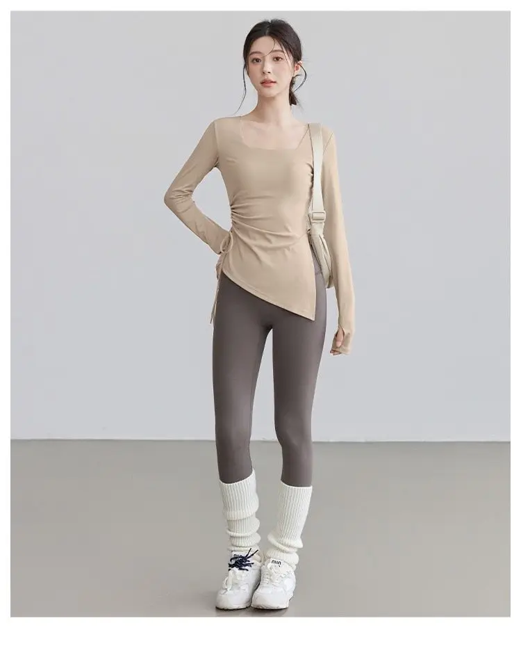 Herbst-Winter Yoga-Bekleidung, Taillenformend, Lauf- und Fitness-Langarmshirt, Professionelles Trainings-Pilates-Oberteil, Atmungsaktiv, Schnelltrocknend – Detail 12