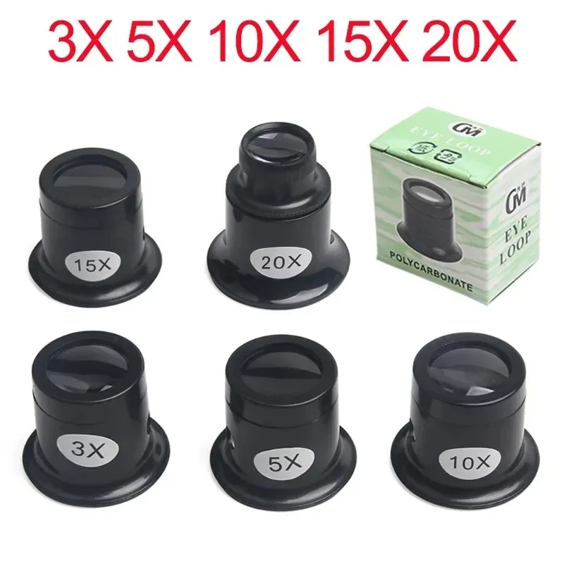 Lupa de Joalheiro e Relojoeiro 20X 5X 10X 15X, Ferramenta de Aumento para Joias e Relógios, Dropshipping