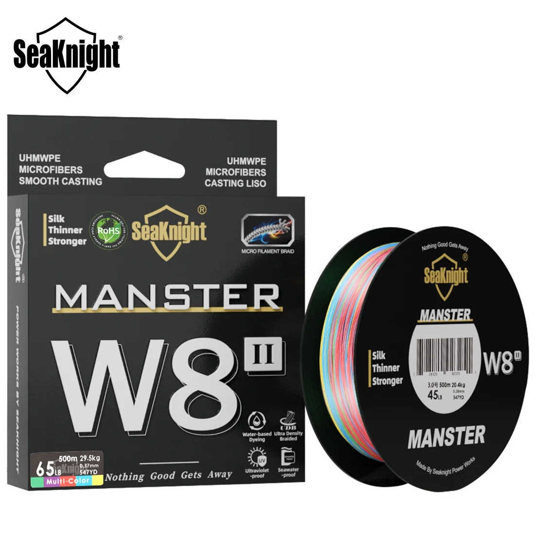 SeaKnight Brand W8 II Series Fishing Line 8 Strands 500m 300m anti-UV anti-saltwater Coating, Multifilament PE Line Braided Wire