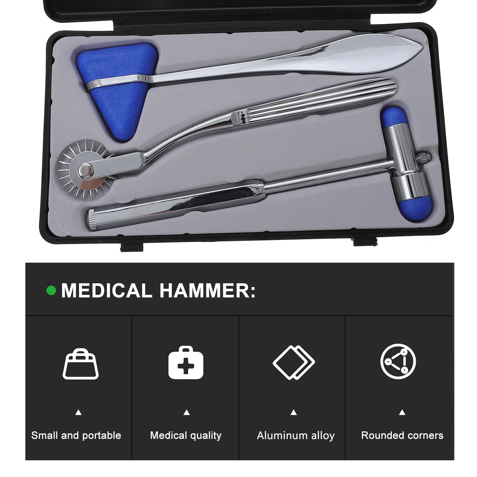 

3Pcs Neurological Diagnostic Hammer Set Premium Metal Reflex Hammer for Clinic Hospital Testing Nerve Response Triangle Shaped