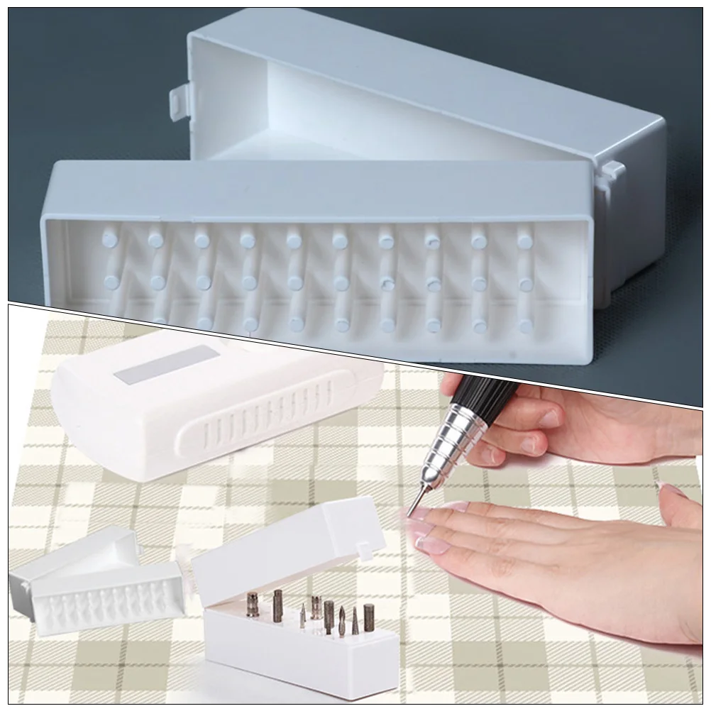 

2pcs Nail Drill Bits Storage Box Grinding Head Display Case 30 Slots Portable Organizer For Nail Art Salon Home Use Durable