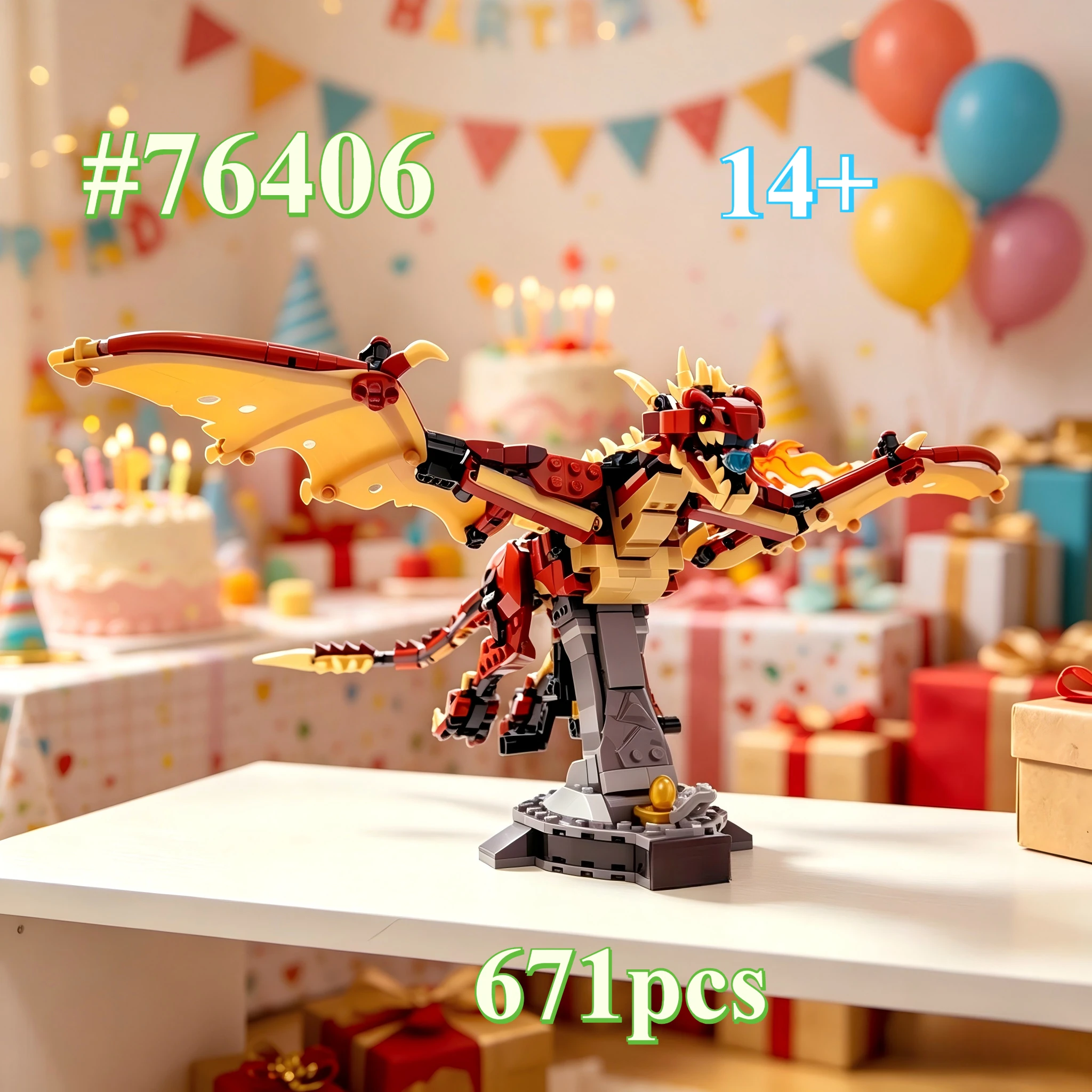 

Magic Black Scale Dragon 76406 Building Blocks Sets Suitable for Birthday Gifts Compatible with Legoed Particles ，671pcs.