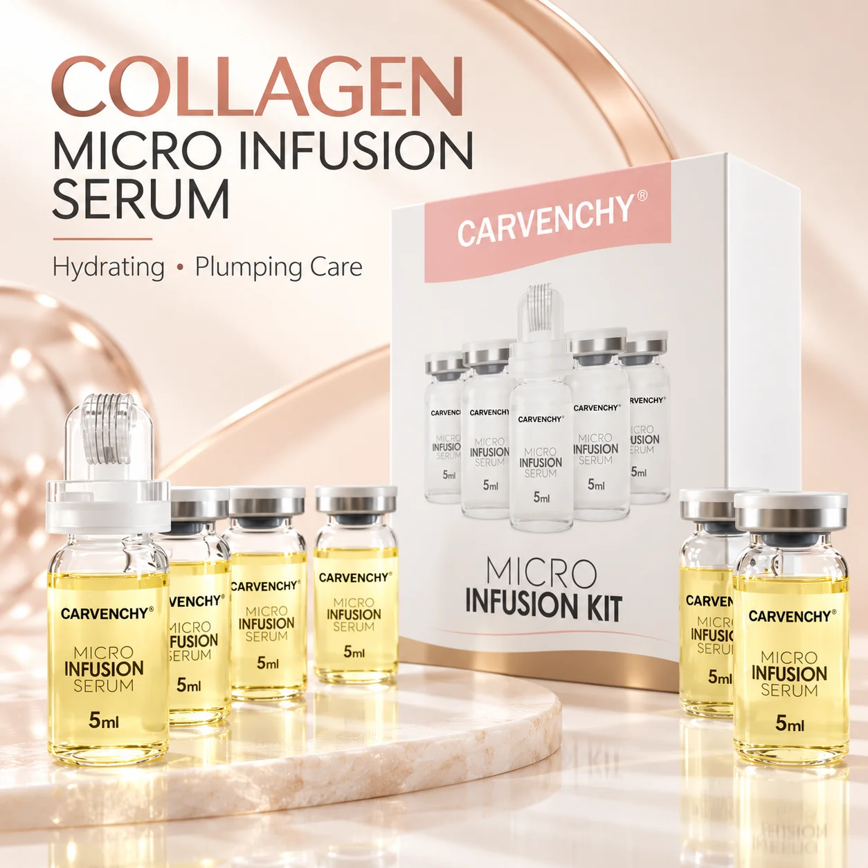 Korean Micro Molecule Serum Kit Collagen Hyaluronic Acid Firming Hydrating Pore Minimizing Daily Skin Care