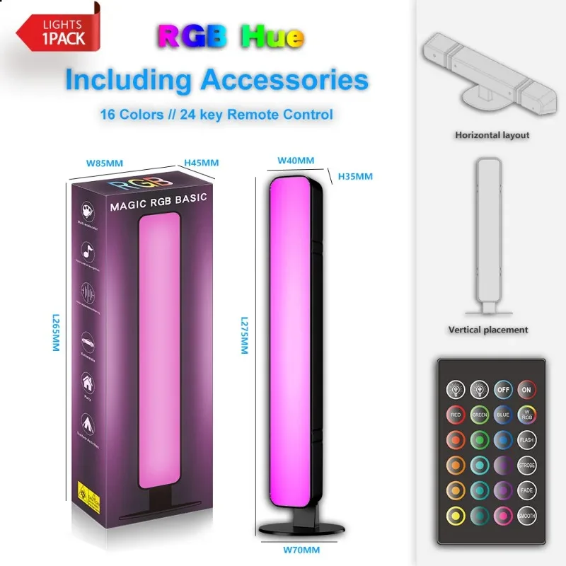 LED Desk Atmosphere Lamp RGB Pickup Lights Remote Control RGB Color Rhythm Ambient Lamp Car/Game Computer Desktop Decor Light