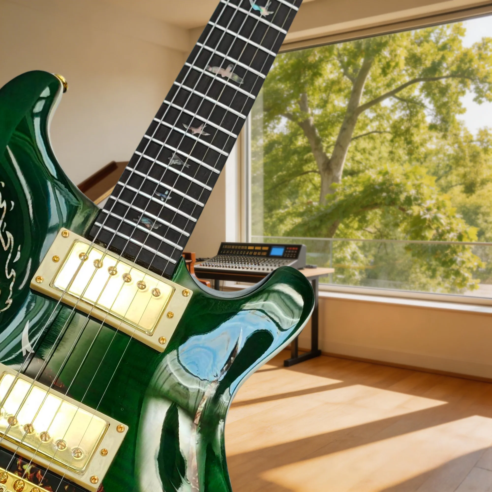 Green Dragon 2026 Hot Gloss Gold Hardware Motif PRS Electric Guitar HH Pickups Mahogany Body Bird Inlay 24 Tone view 3