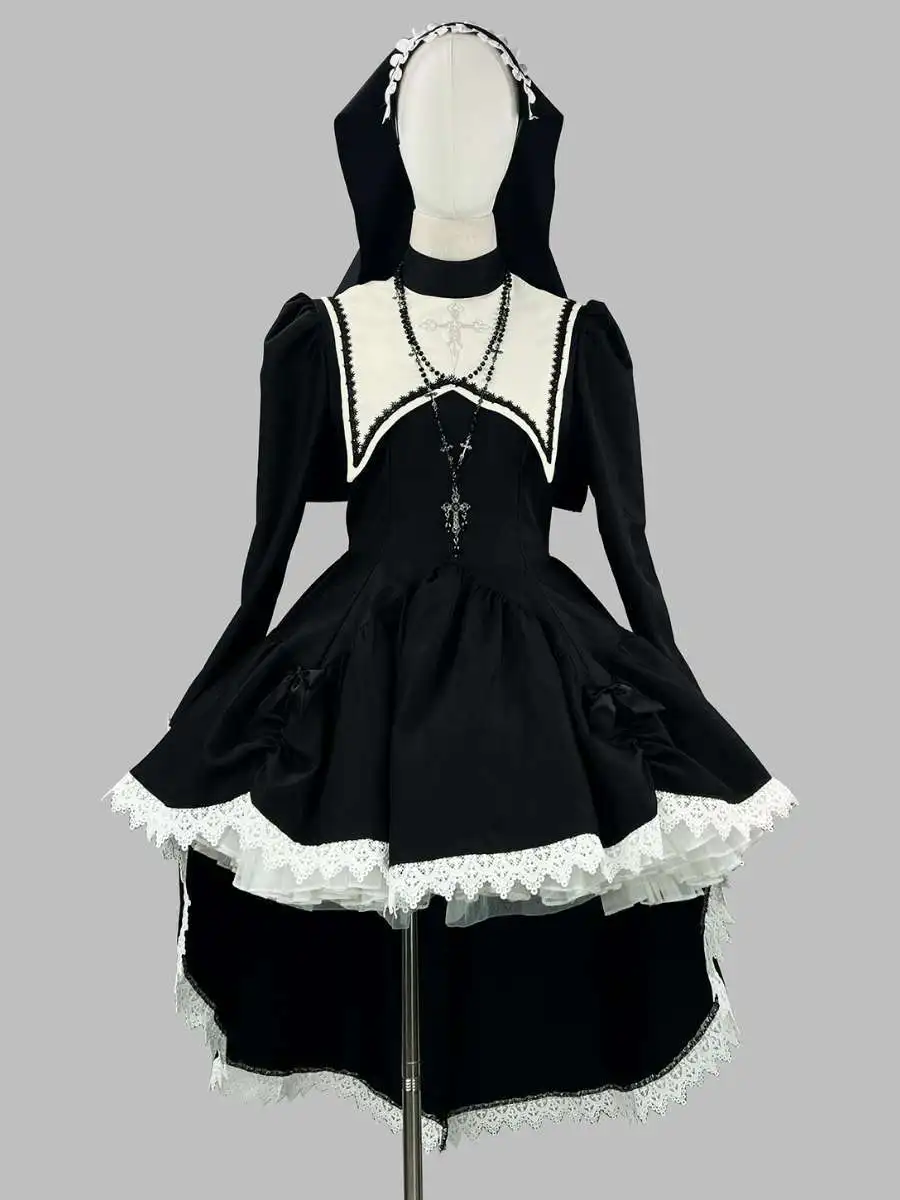 

Новый k Sle Sweet Cool вышитый крест Хэллоуин костюм монахини субкультура моя женская традиционная одежда