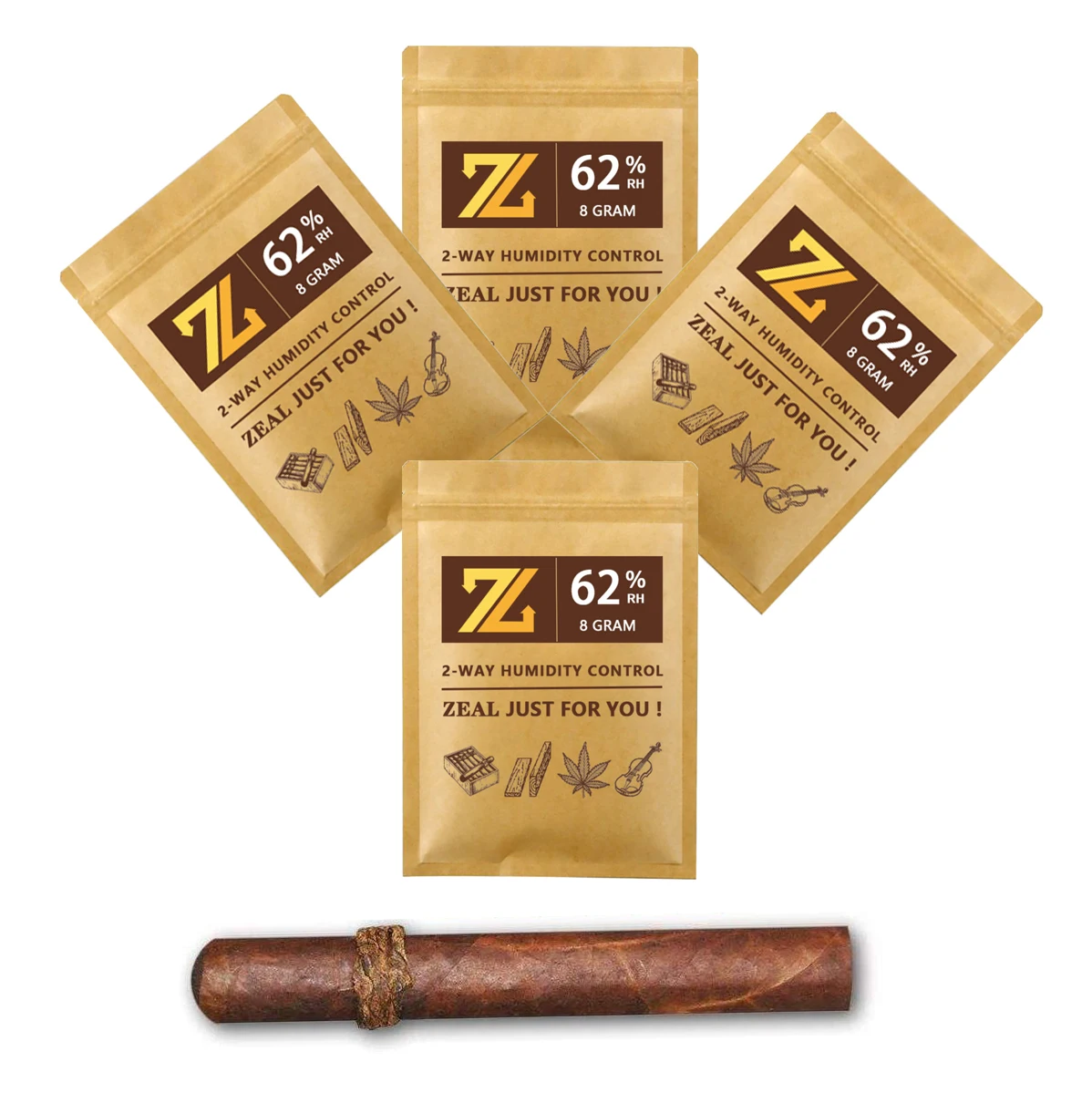 ZEALRVB Professional Cigar Humidity Control Pack - Maintain Optimal 62% Relative Humidity for Cigars - 8g, Pack of 20