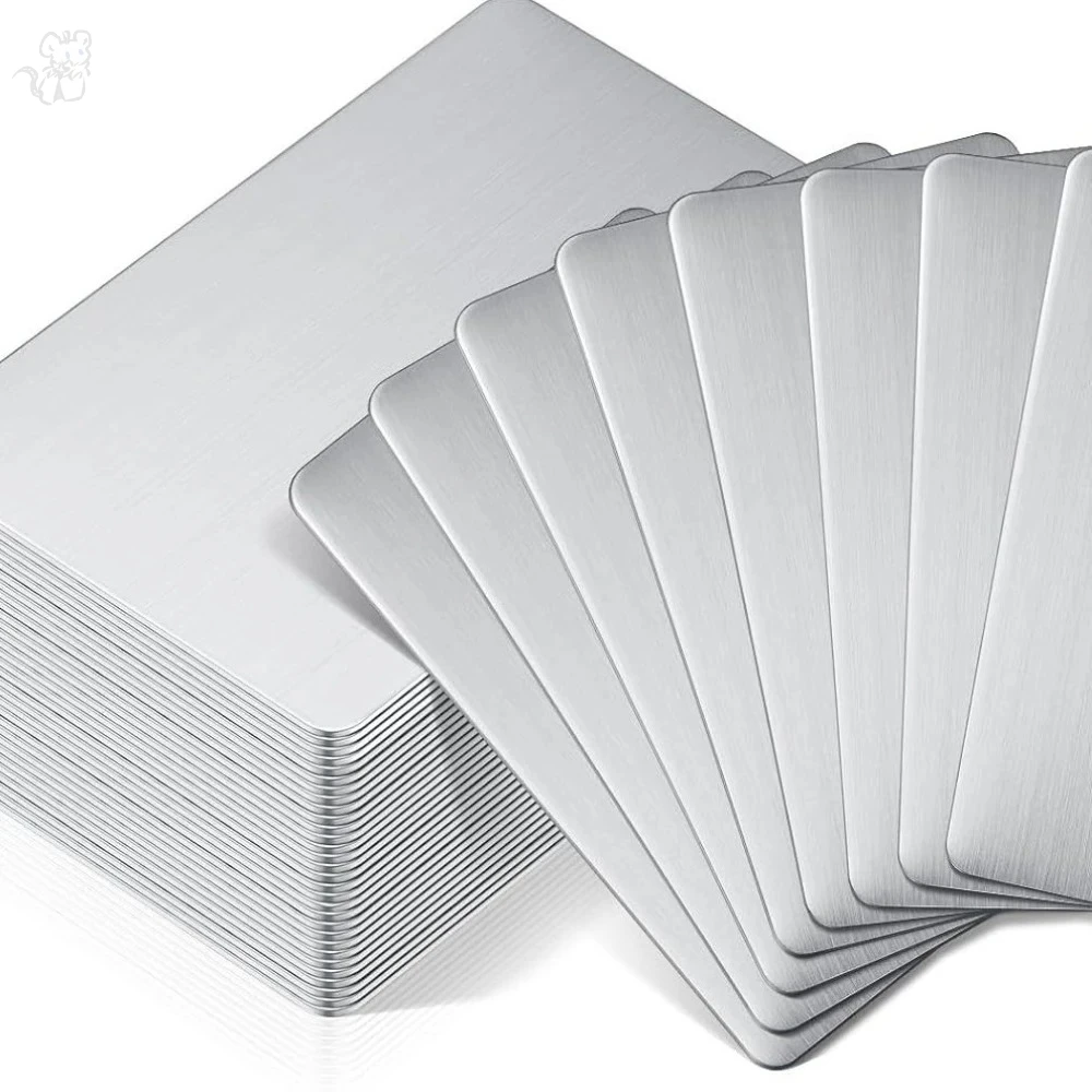 10Pcs Stainless Steel Metal Business Card Size 85*53mm Blank Laser Engraving Cards Special Logo Printing Matte Brushed Finishing
