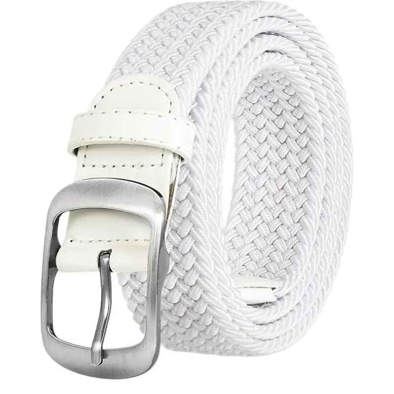 New Factory Wholesale Men Women All Universal Elastic Woven Belt match Casual Young People Pants Silver Buckle Design 26 Fashion