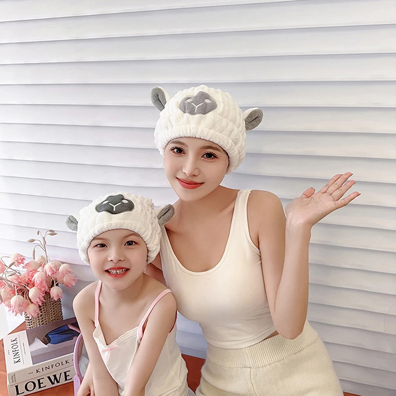 1pcs Cartoon Cute Shower Cap Microfiber Hair Turban Quickly Dry Hair Hat Wrapped Towel Bathing Shower Cap Bathroom Cap