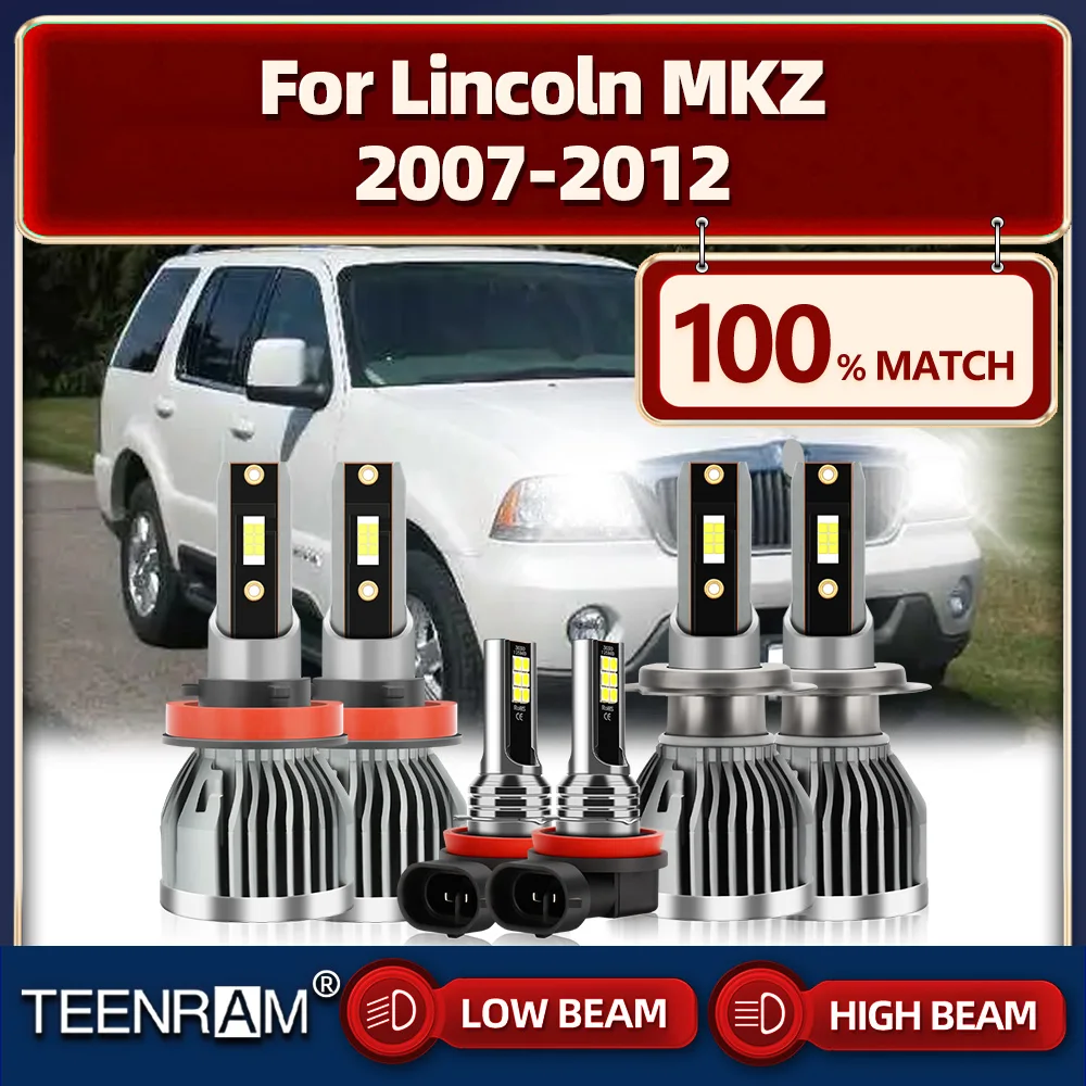 

60000LM Canbus LED Headlight Bulbs 12V Fog Lights 6000K White Plug And Play For Lincoln MKZ 2007 2008 2009 2010 2011 2012