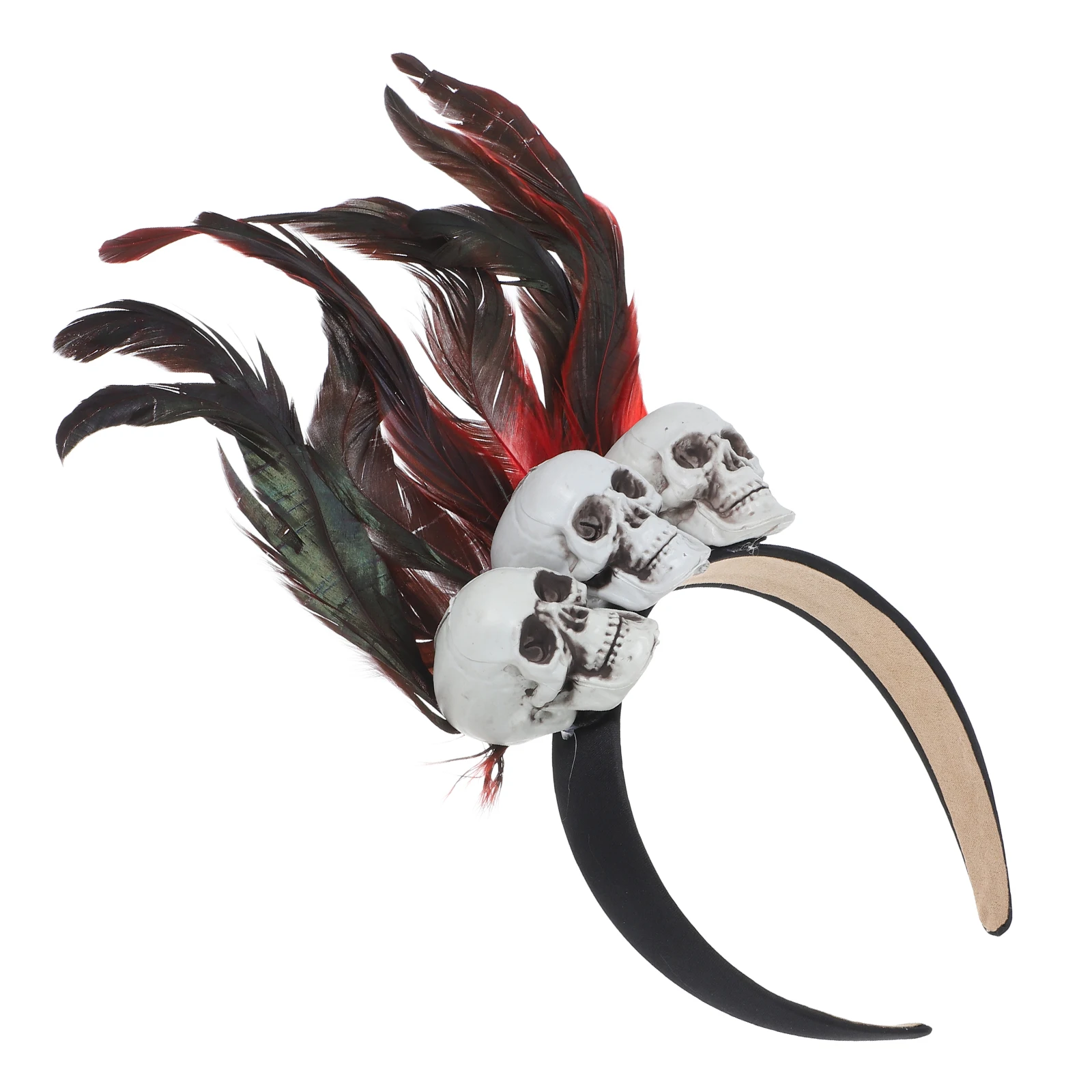 

Halloween Skull Headbands Red Halloween Headband Black Plume Hair Accessories Cosplay Props Party Carnival Adult Women
