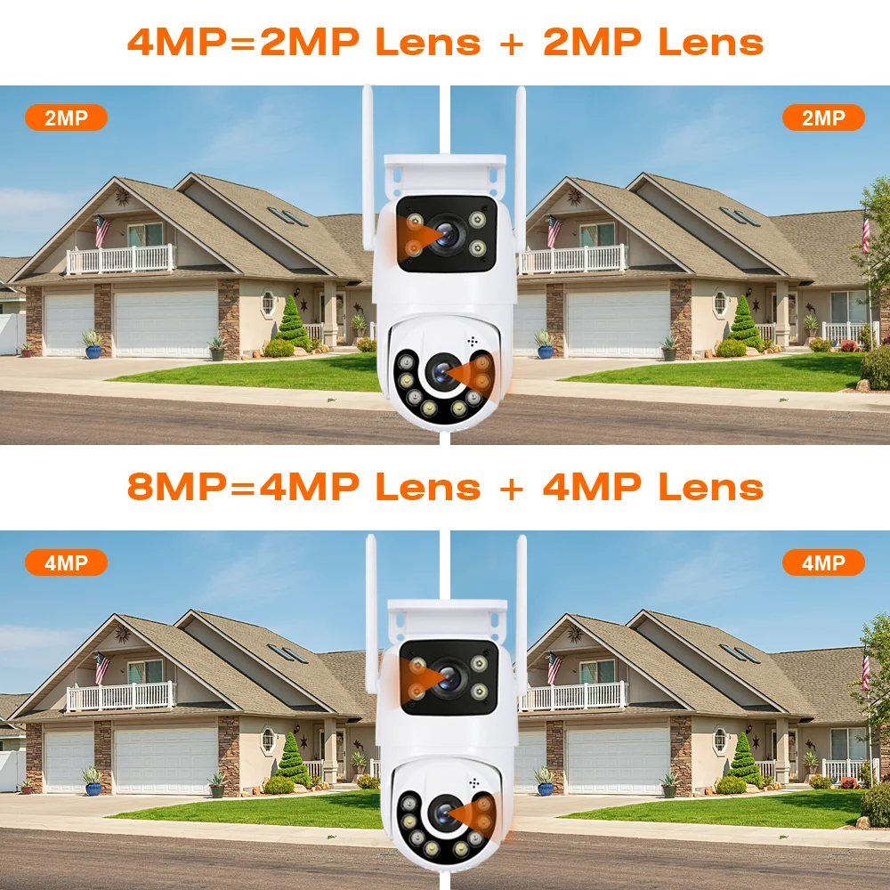 TAITAS Outdoor Wireless Security IP Camera 4K 8MP HD Dual Lens External Wifi PTZ Camera Auto Tracking Surveillance Camera iCsee