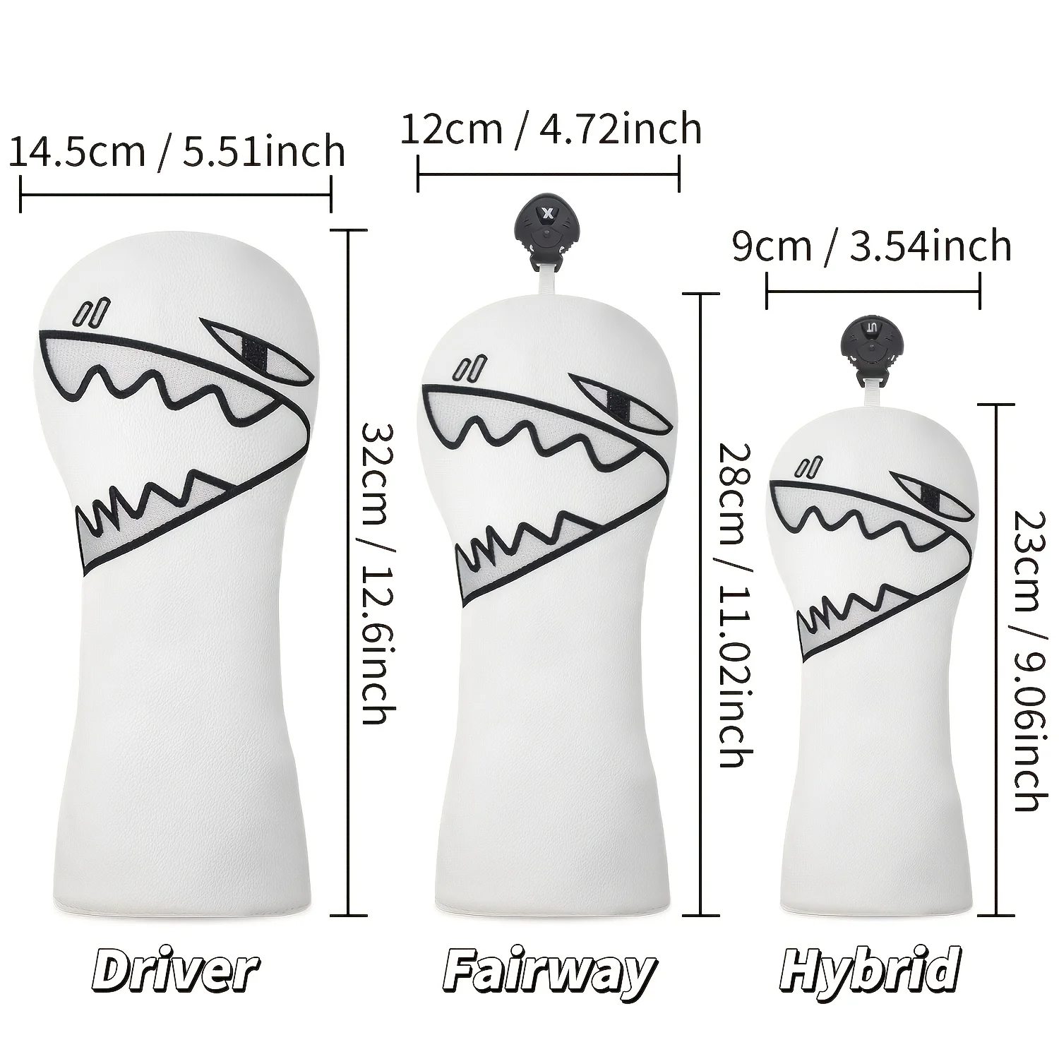 1pc/4pcs Driver, Fairway, Hybrids Headcover - Shark Design Style Golf Club Cover Suitable for Male and Female view 6