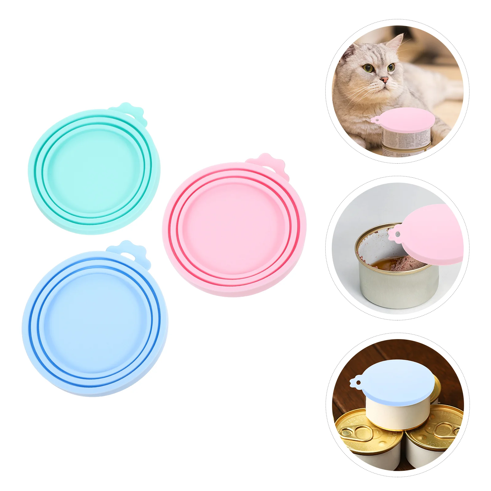 

3 Pcs Pets Can Lid Covers Sealed Lids Fresh Keeping Flexible Sealing Cap Dog Food Cat