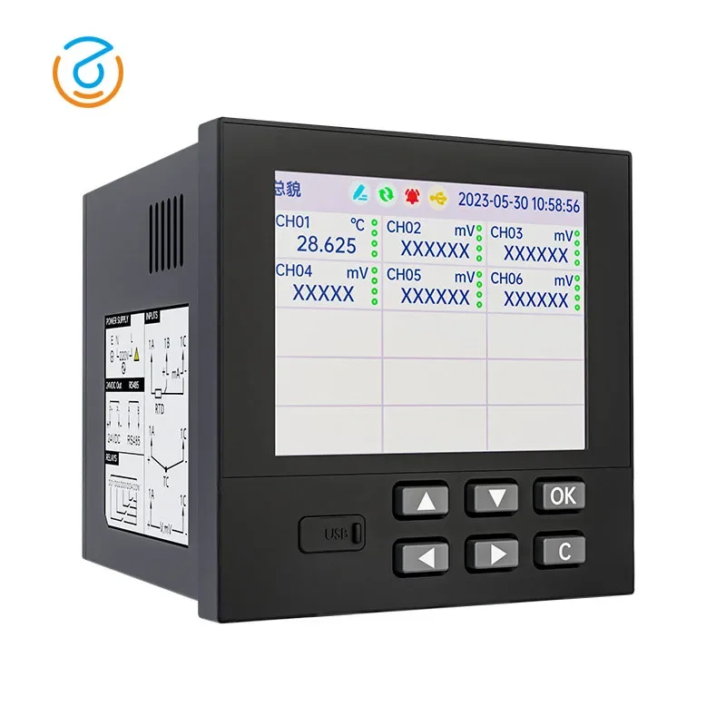 Achttien kanaals papierloze recorder Flow drukvermogen meerkanaals temperatuurmonitor kleurenscherm papierloze recorder