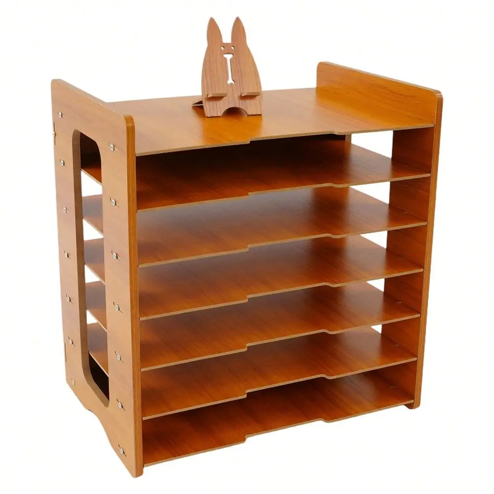 

Widen Wood Office Paper Organizer For Desk Desktop File Holder Desk Letter Tray A4 Paper Sorter Document Book Magazine Storage