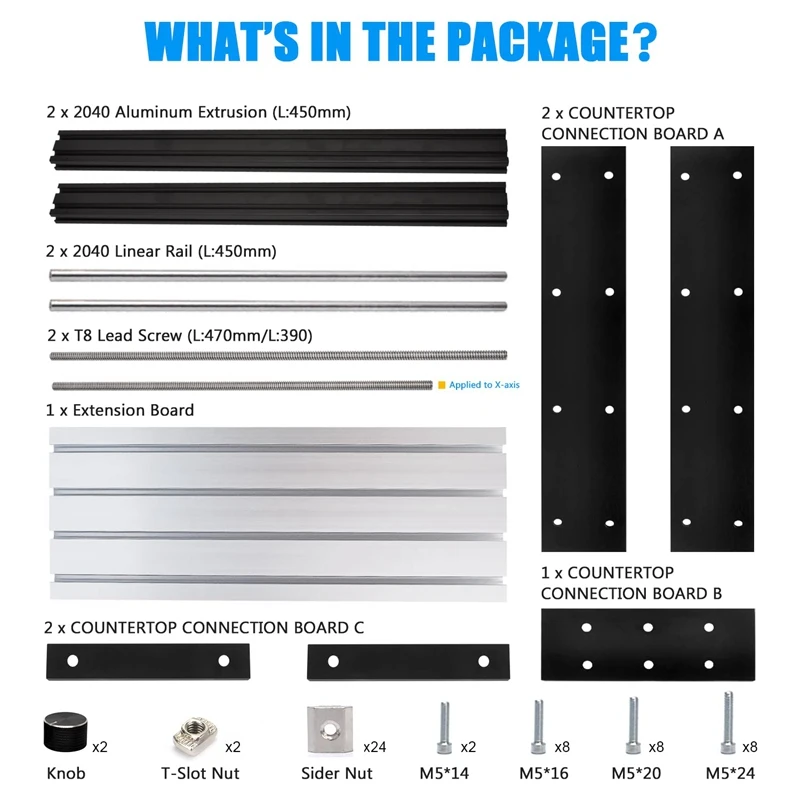 Kit de extensión CNC, Kit de actualización 3018Pro a 3040, Compatible con fresadora de grabado CNC