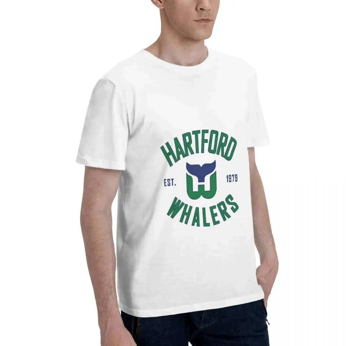 Hartford Whalers CT 100% Cotton T-shirt Male Classic T Shirts Men crew Neck Short Sleeve S-6XL