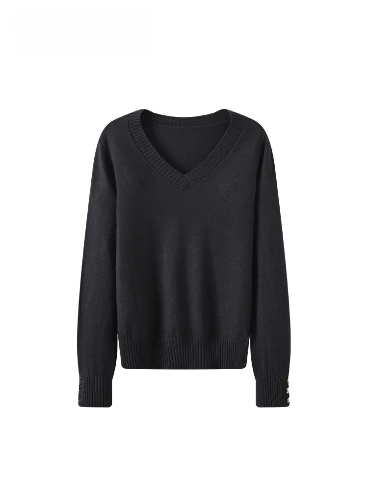 

Loose Long Sve V-Ne Sweater Women's Autumn Winter New Sle plus Size Casual Bot irt Soft Sle Knitted Polyester