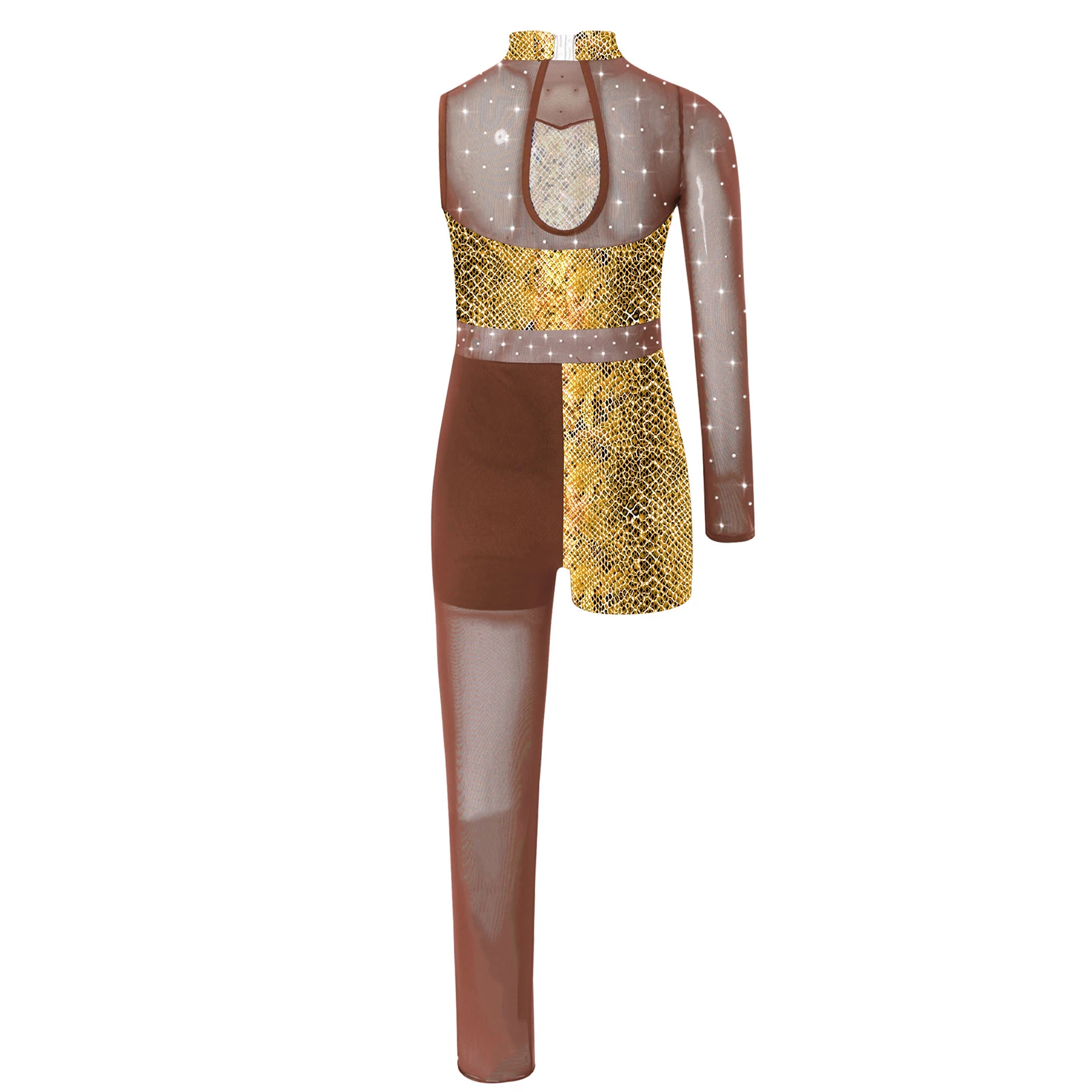 Kids Girls Gymnastics Ballet Tights Leotards Shiny Rhinestones Figure Skating Jumpsuit Printed Ballet Jersey Dance Costume