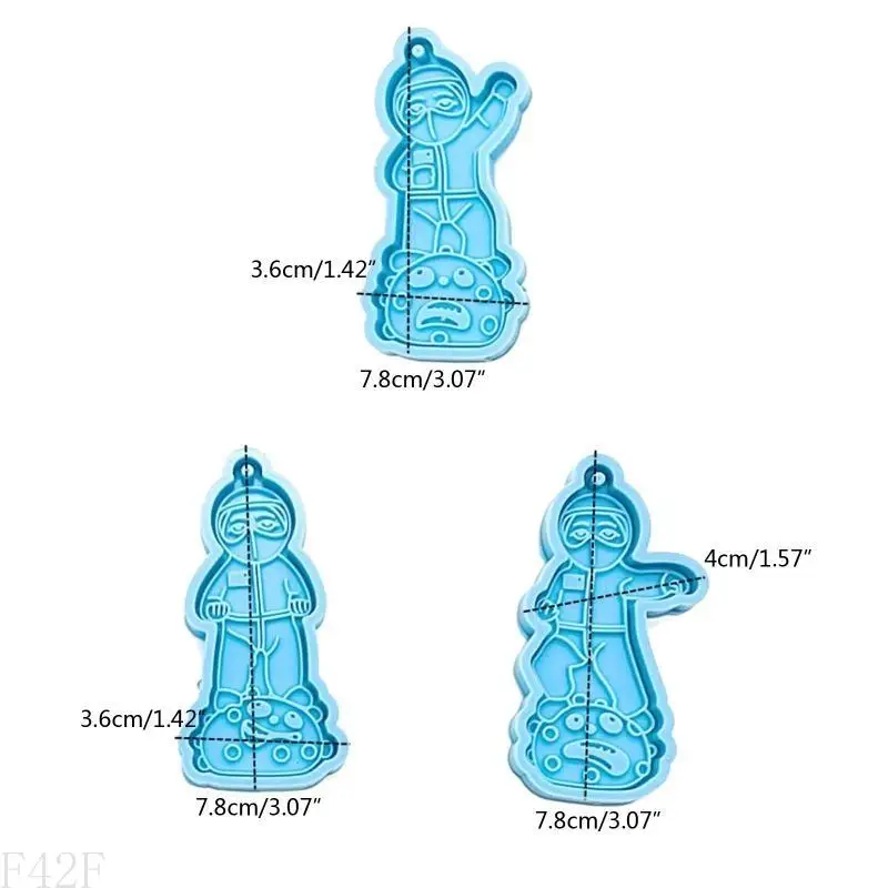 人形のF42Fシリコンキーチェーン金型エポキシ樹脂鋳造金型DIYキーチェーン装飾用のシリコンキーチェーンペンダントカビ