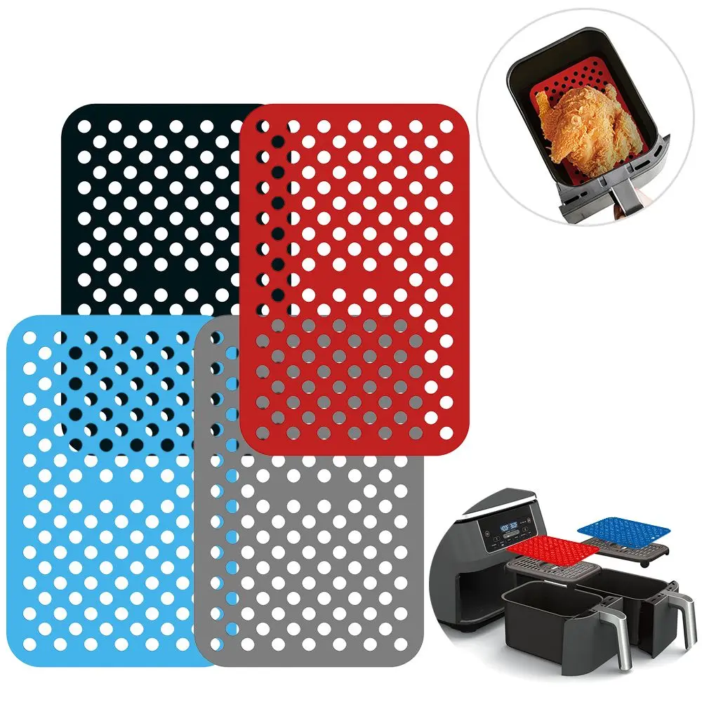 Soft Air Fryer Reusable Liners Accessories For Ninja Foodi DZ201 Rectangle Air Fryer Mat Silicone Liners Kitchen Bakeware Tools