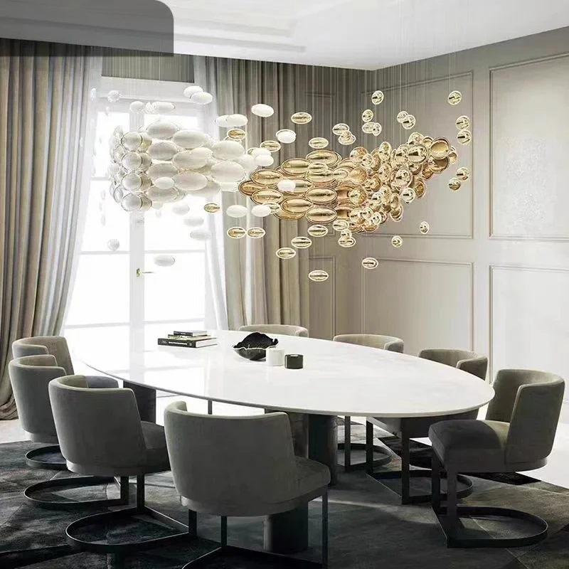 

Luxury Golden Egg Collection Chandeliers for Lobby Hotel Staircase Modern Designer Glass Bowls Chandelier Customized Chandeliers