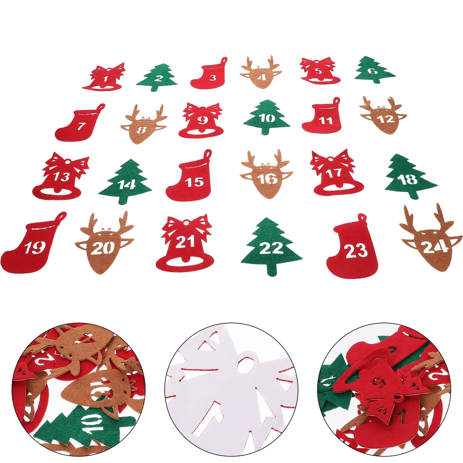 24 Pcs Christmas Gifts Countdown Number Stickers Felt Bag Advent Calendar Accessories Seal Party Envelope Labels Sealing Decal