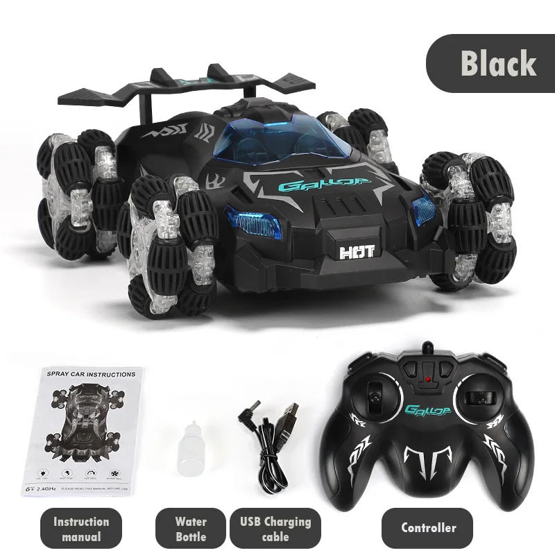 High-speed lighting music 2.4g remote control drift spray racing car children's electric rechargeable toy car remote control mul